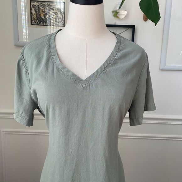 Anthropologie Cloth & Stone Live Tie Waist Moss Green Mini Dress M - Picture 3 of 9